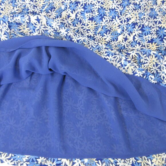 Floral Mini Skirt Size Large Blue Ruffle Lined Zipper Feminine Flowy Casual NWT - Picture 9 of 12
